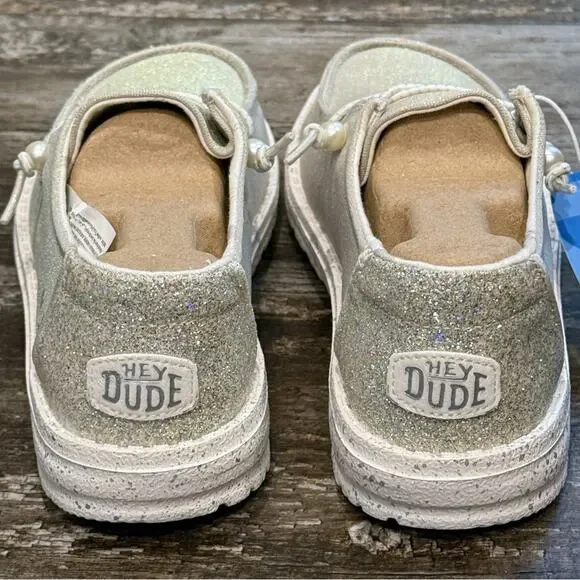 Hey Dude Loafers Shoes Womens Size 6 Ivory Wendy Celestial Shine Beach Comfy NEW - Picture 5 of 11